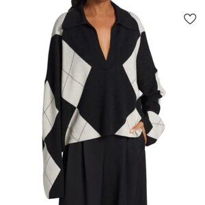 KHAITE Noelle Oversized Argyle Sweater Size Small